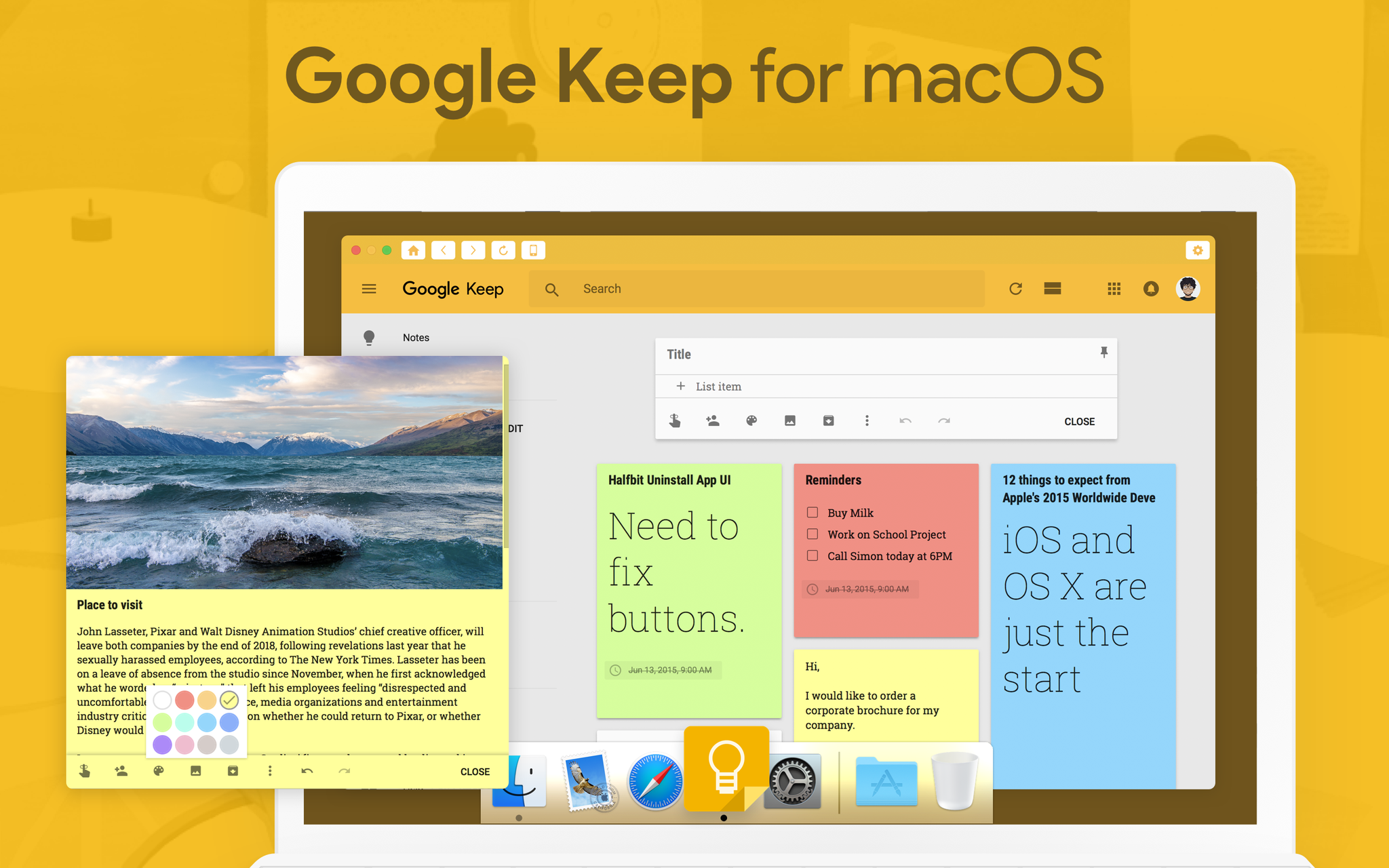 google keep for desktop mac